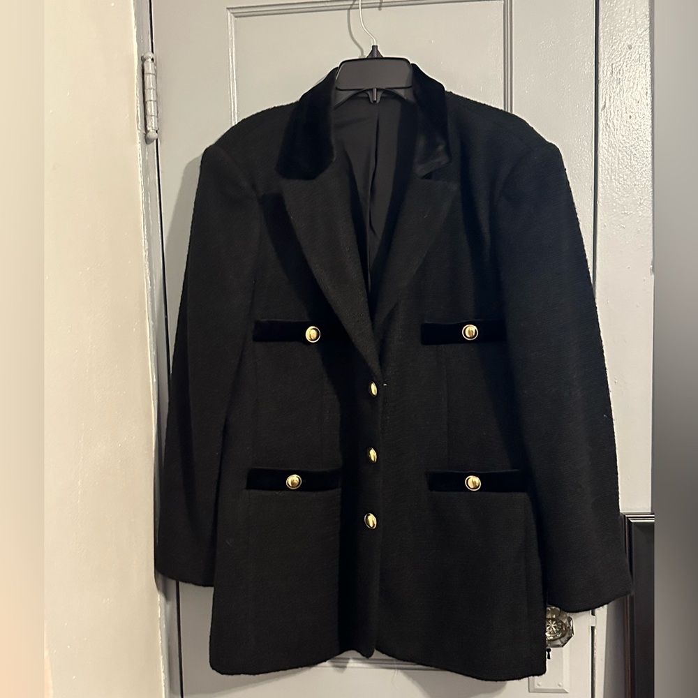 Express —  Tweed Notch Lapel Novelty button blazer